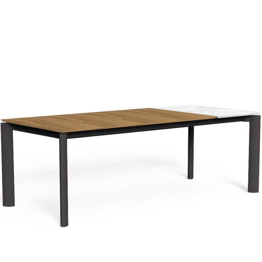 Tavolo da Pranzo Alluminio e Teak 160/215  Milo Talenti