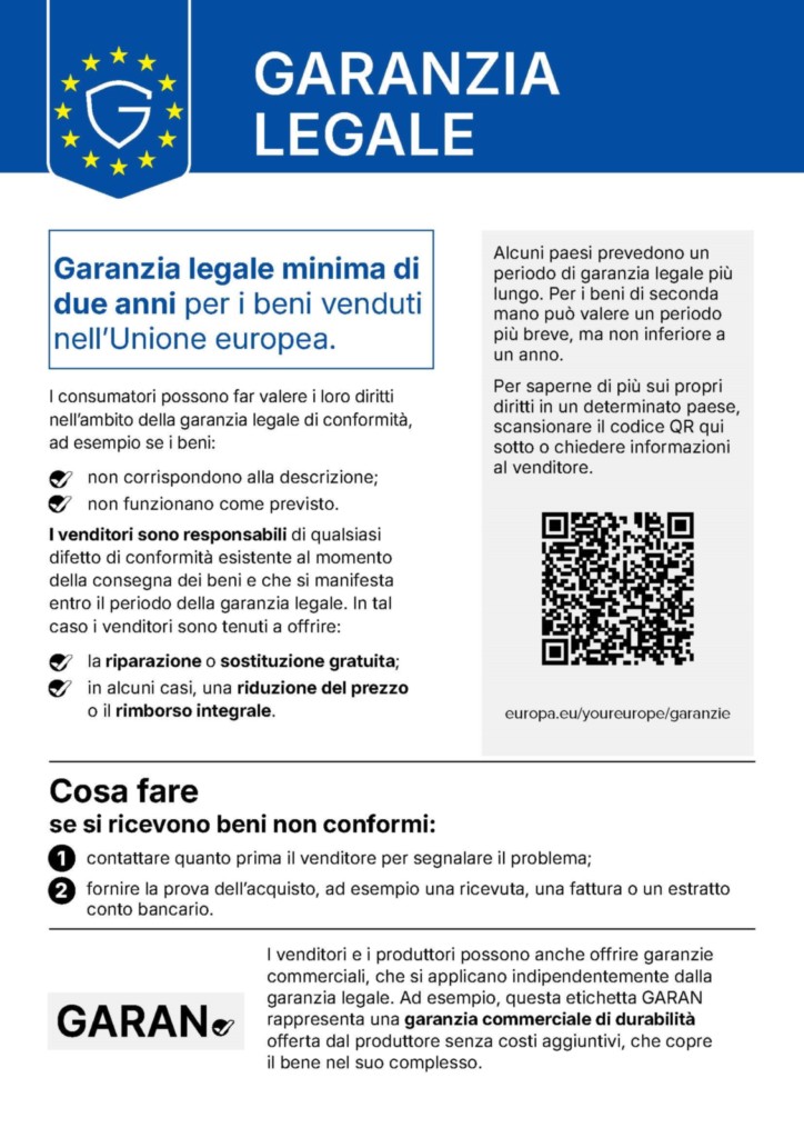 GARANZIA LEGALE DI CONFORMITÀ