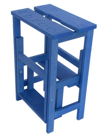 Sgabello scala retrattile in legno HAPPY NUMBERS Del Fabbro blu